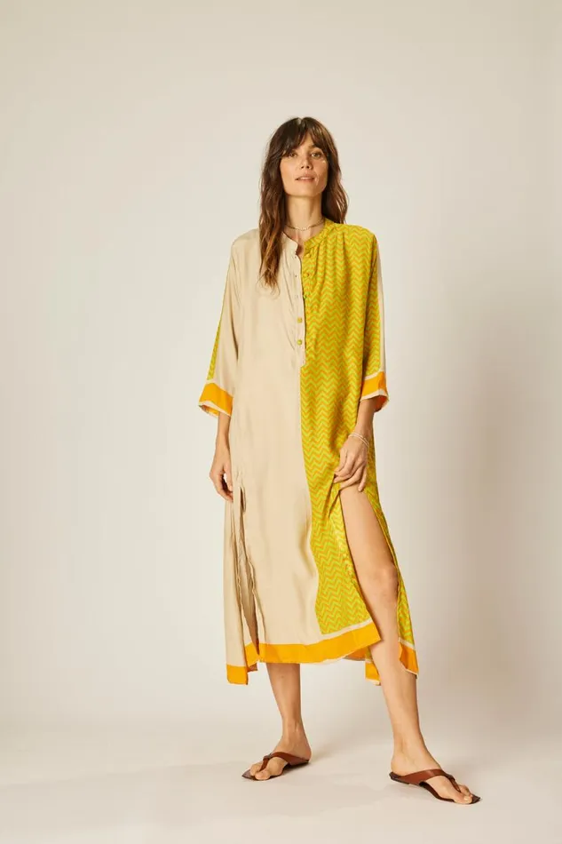 Women Natalie Martin Dresses Isobel Dress Block Zigzag Tangerine