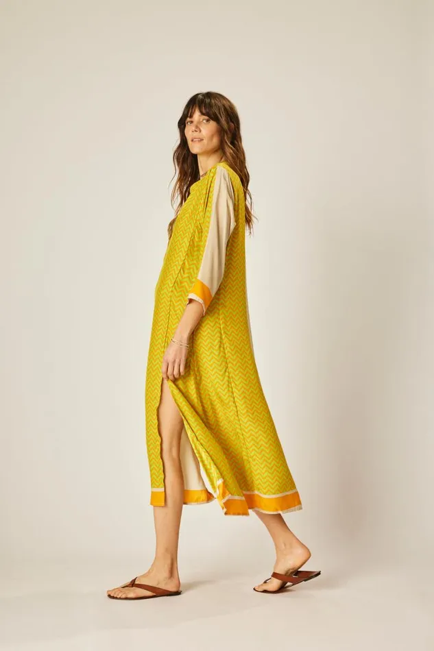 Women Natalie Martin Dresses Isobel Dress Block Zigzag Tangerine