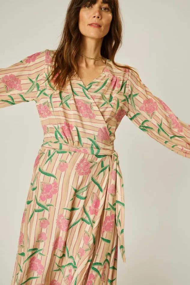 Women Natalie Martin Dresses Kate Long Sleeve Maxi Chamomile Rose