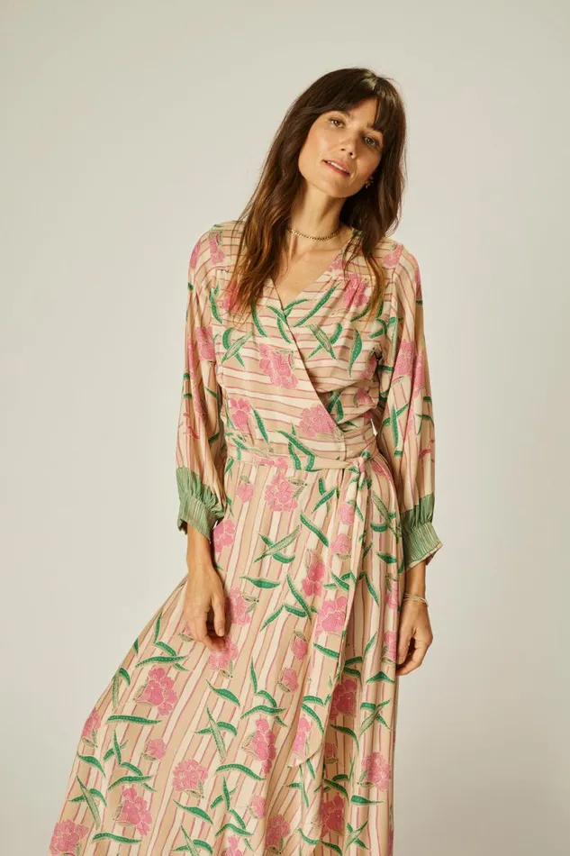 Women Natalie Martin Dresses Kate Long Sleeve Maxi Chamomile Rose