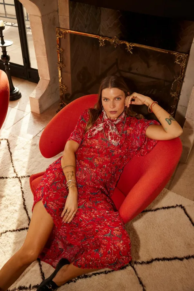 Women Natalie Martin Dresses Lily Dress Chiffon Watercolor Vermil