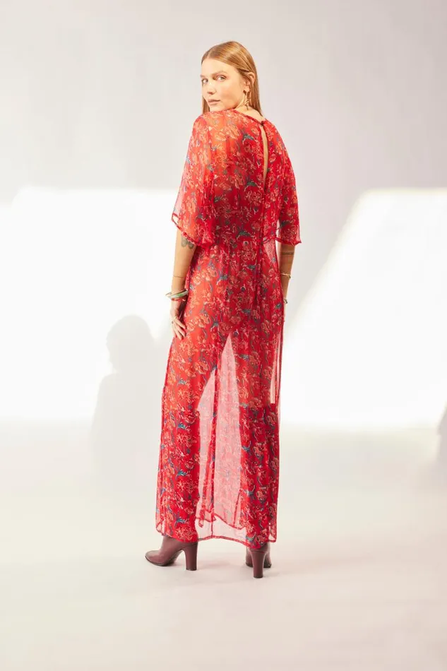 Women Natalie Martin Dresses Lily Dress Chiffon Watercolor Vermil