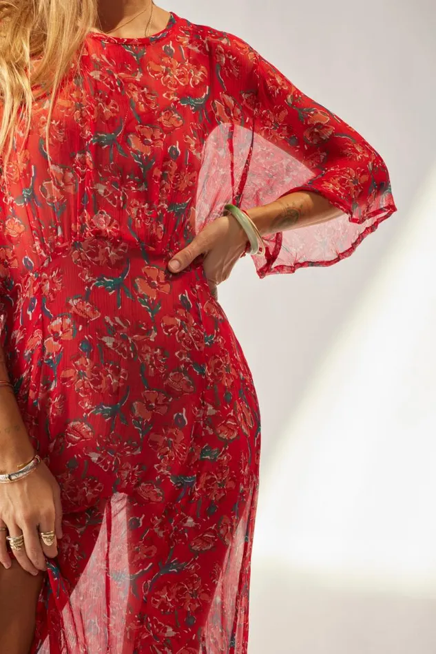 Women Natalie Martin Dresses Lily Dress Chiffon Watercolor Vermil