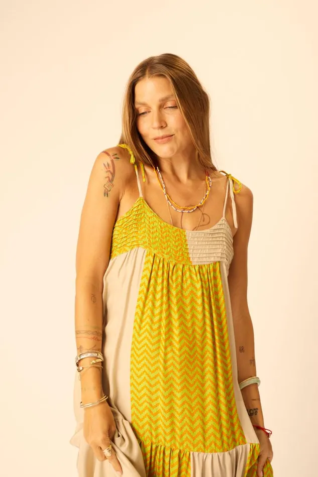 Women Natalie Martin Dresses Melanie Dress Block Zigzag Tangerine