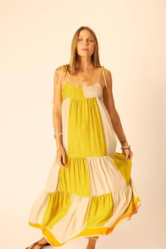 Women Natalie Martin Dresses Melanie Dress Block Zigzag Tangerine