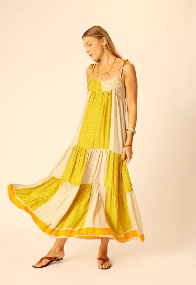 Women Natalie Martin Dresses Melanie Dress Block Zigzag Tangerine