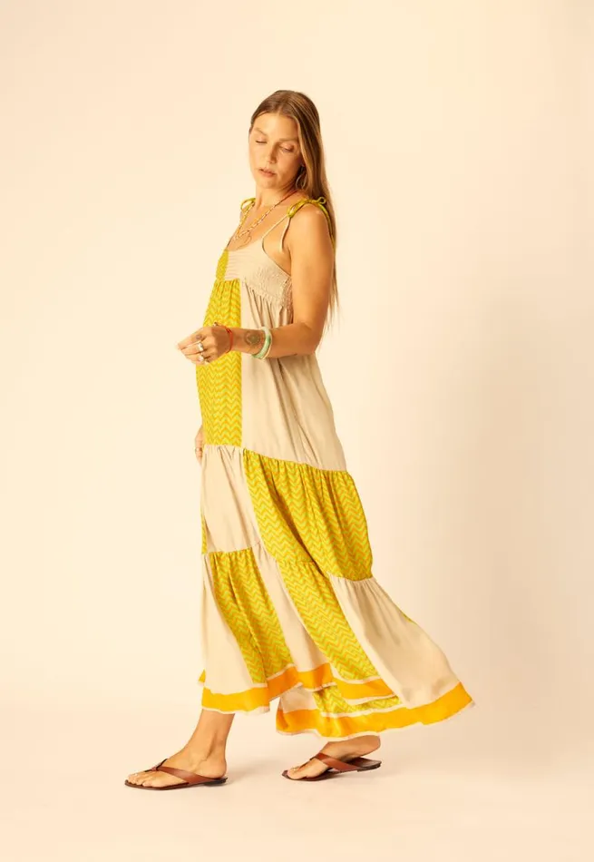 Women Natalie Martin Dresses Melanie Dress Block Zigzag Tangerine