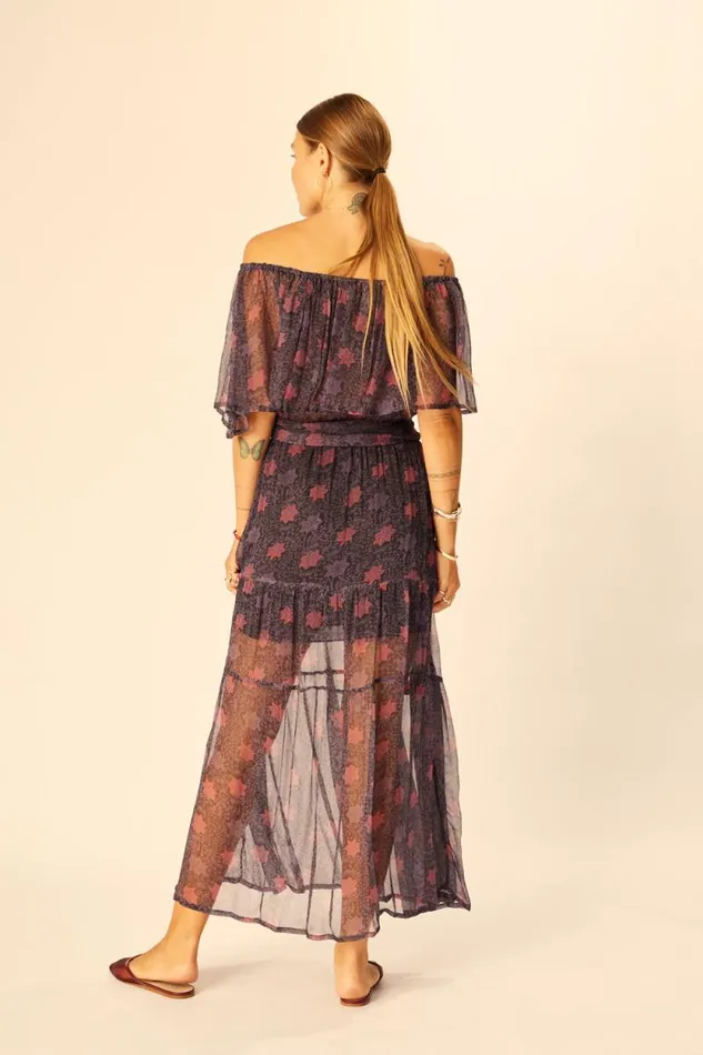 Women Natalie Martin Dresses Naomi Dress With Sash Snowflake Aubergine