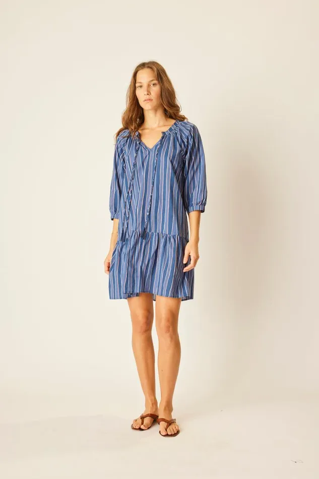 Women Natalie Martin Dresses Stevie Dress Batik Stripe Navy
