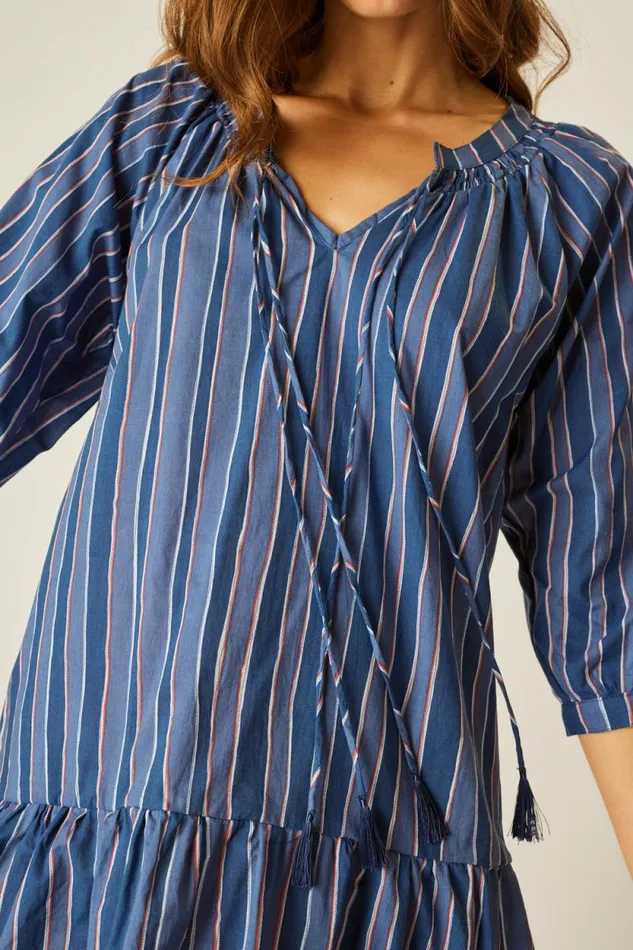Women Natalie Martin Dresses Stevie Dress Batik Stripe Navy