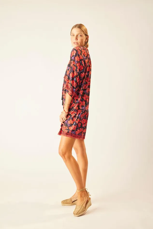 Women Natalie Martin Dresses Stevie Dress Silk Watercolor Print Onyx