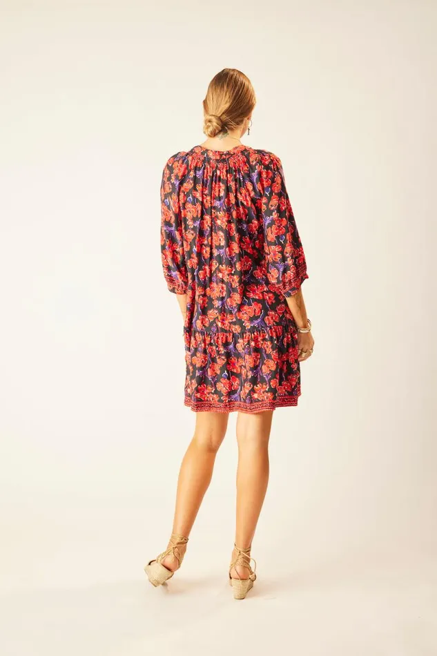 Women Natalie Martin Dresses Stevie Dress Silk Watercolor Print Onyx