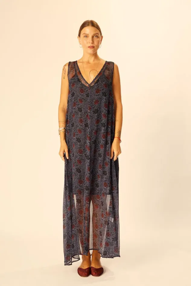 Women Natalie Martin Dresses Tova Maxi Snowflake Steel Blue