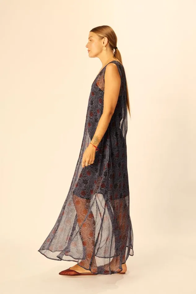 Women Natalie Martin Dresses Tova Maxi Snowflake Steel Blue