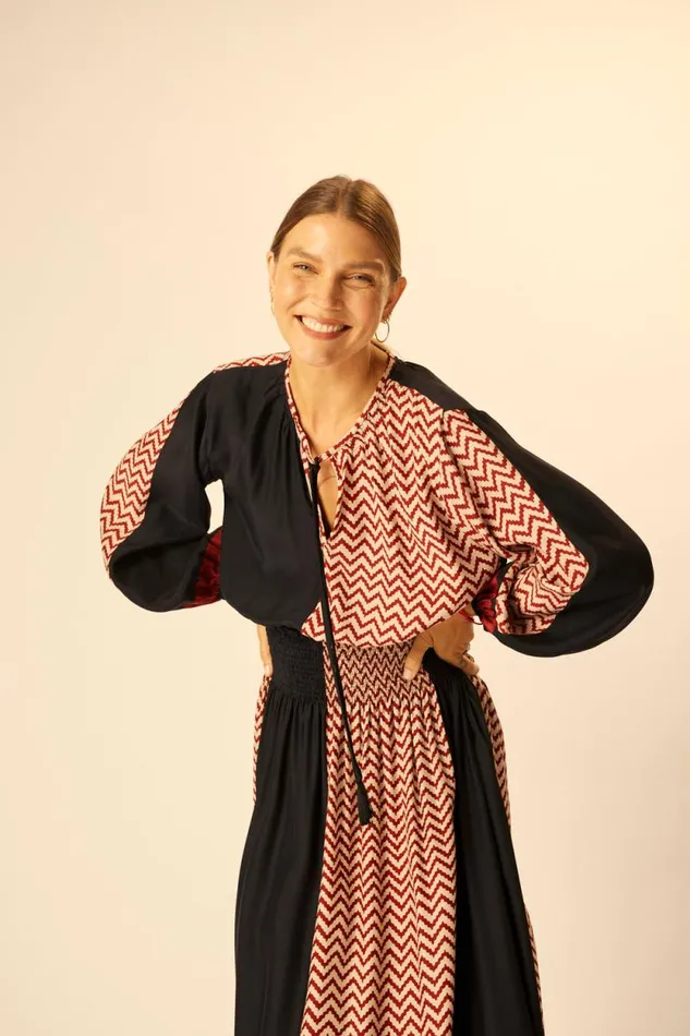 Women Natalie Martin Tops Amelia Top Block Zigzag Noire