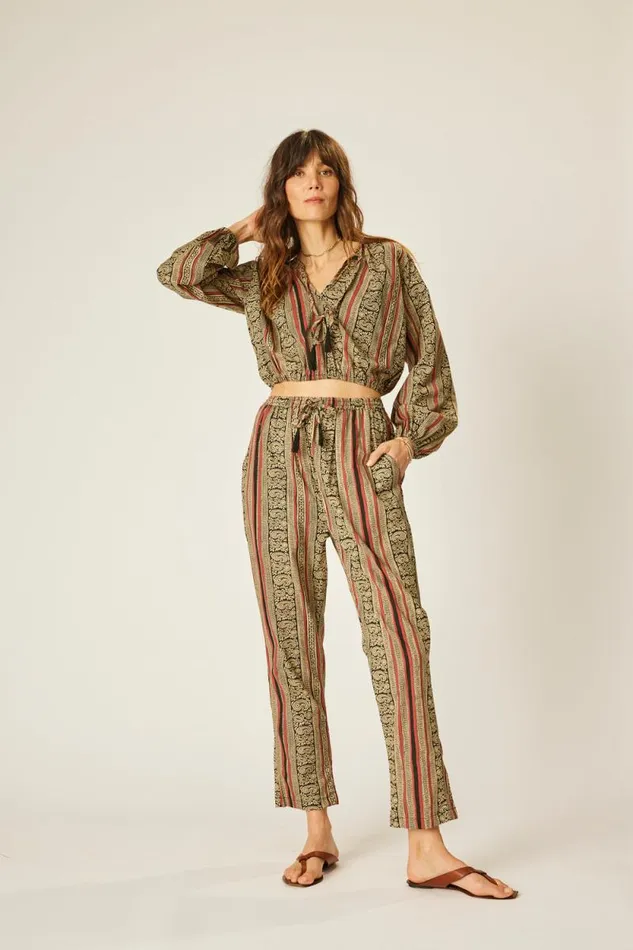 Women Natalie Martin Tops Amelia Top Paisley Stripe Black