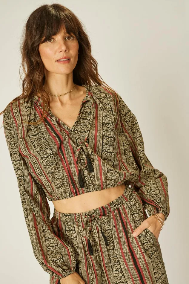 Women Natalie Martin Tops Amelia Top Paisley Stripe Black