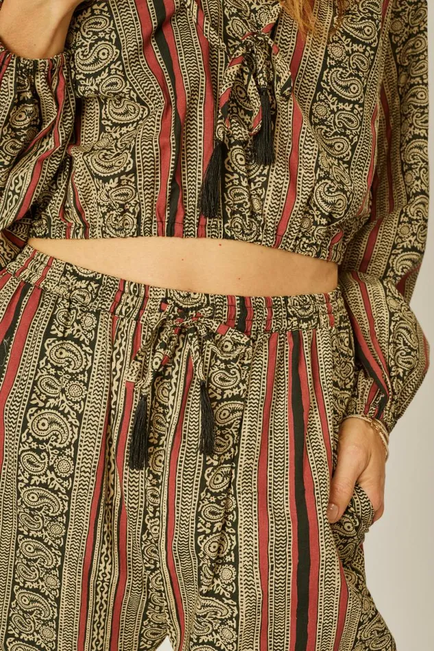 Women Natalie Martin Tops Amelia Top Paisley Stripe Black