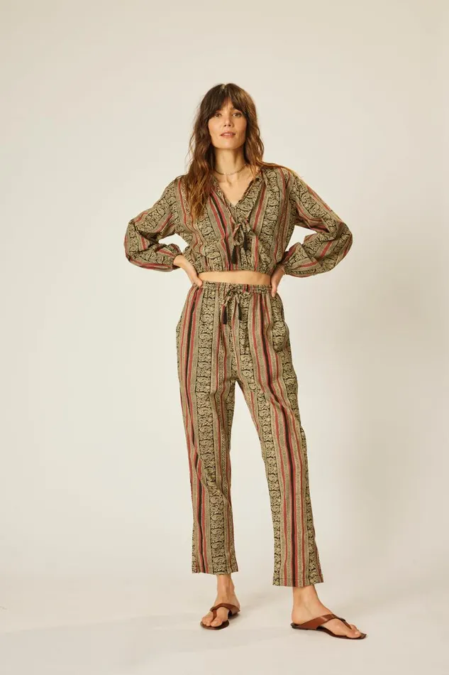 Women Natalie Martin Tops Amelia Top Paisley Stripe Black
