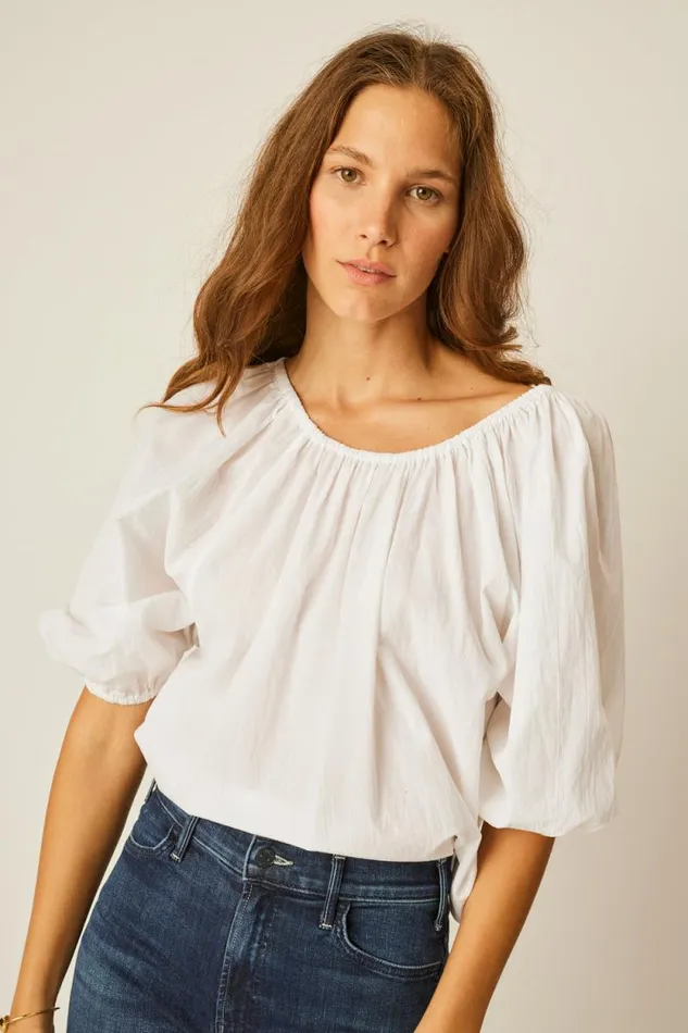Women Natalie Martin Tops Ella Top White Flat Cotton