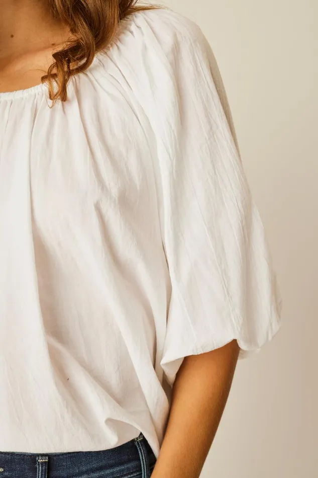 Women Natalie Martin Tops Ella Top White Flat Cotton