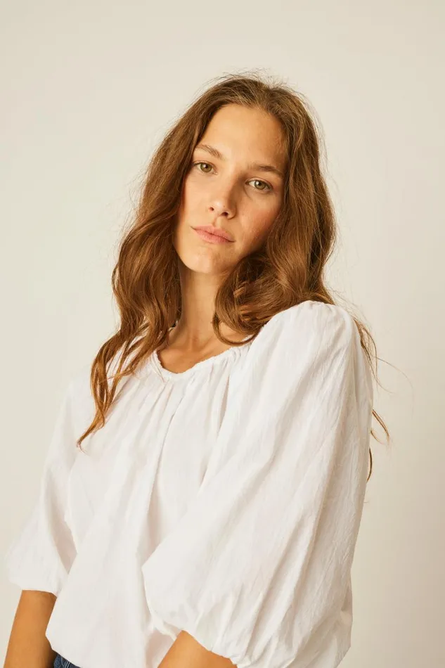Women Natalie Martin Tops Ella Top White Flat Cotton