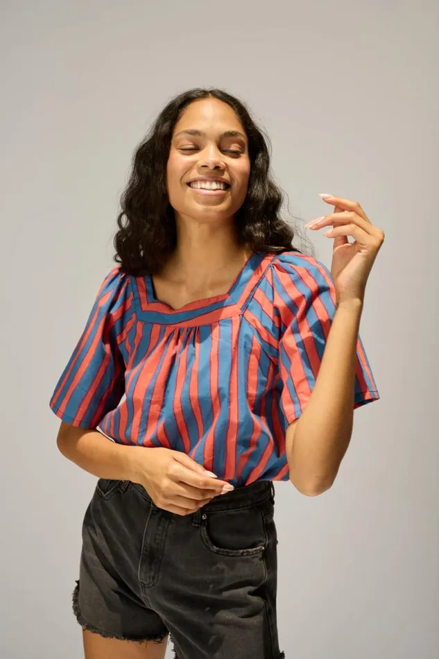 Women Natalie Martin Tops Nikki Top Batik Stripe Blood Orange