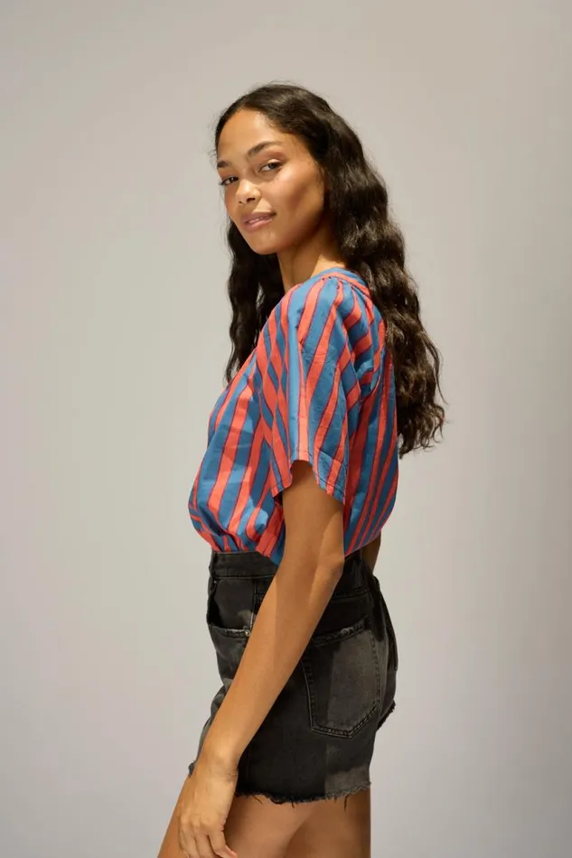 Women Natalie Martin Tops Nikki Top Batik Stripe Blood Orange