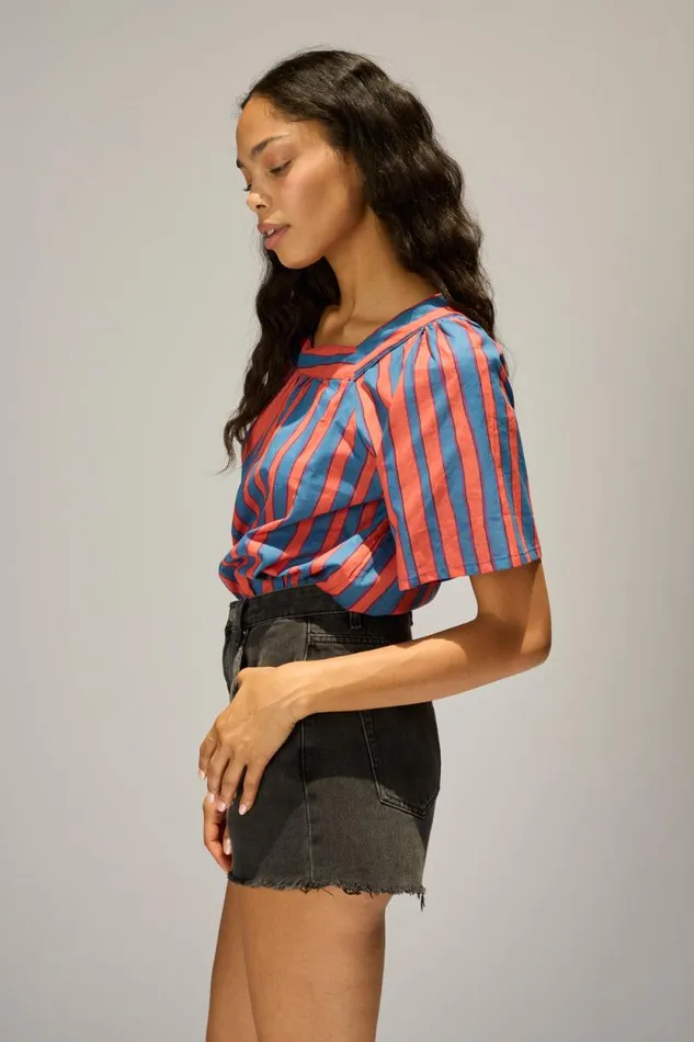 Women Natalie Martin Tops Nikki Top Batik Stripe Blood Orange