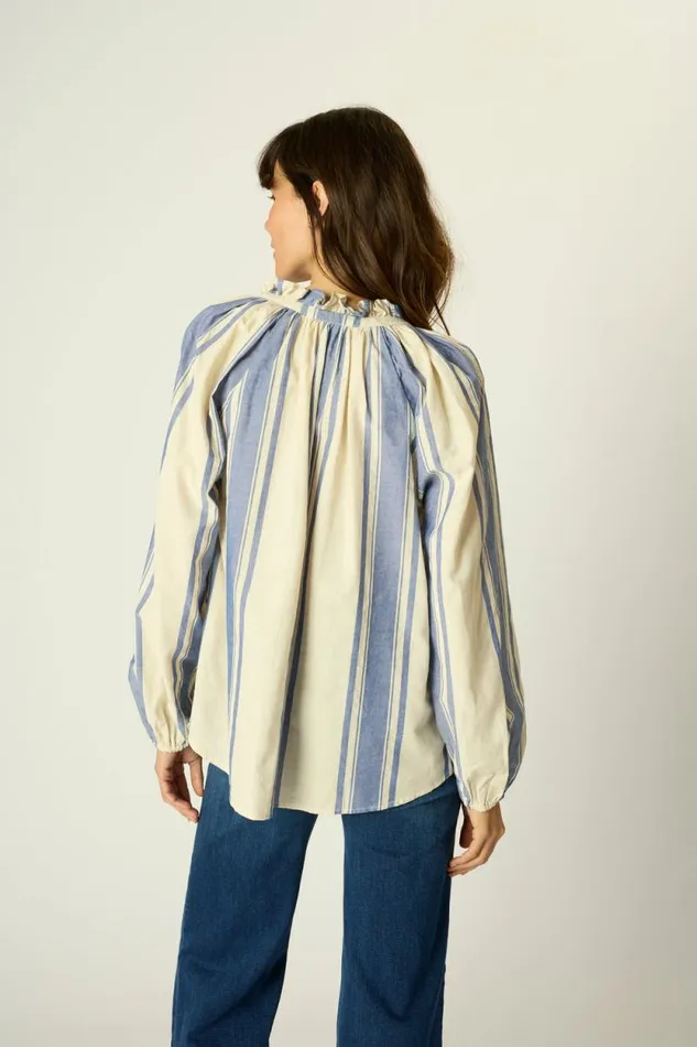 Women Natalie Martin Tops Penny Blouse French Stripe Blue