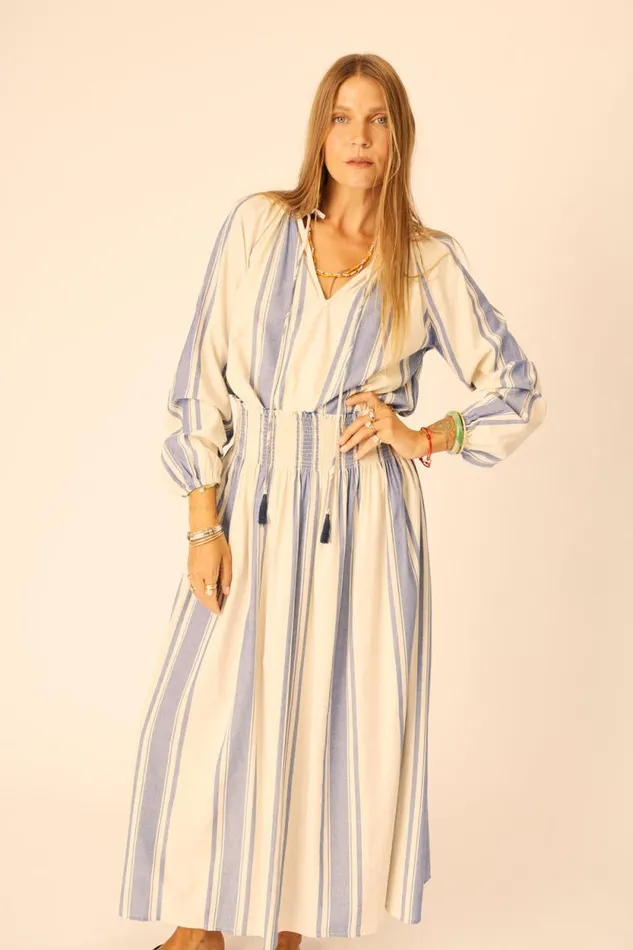 Women Natalie Martin Tops Penny Blouse French Stripe Blue