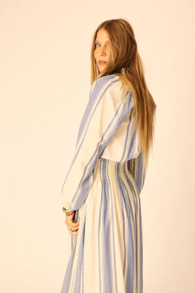 Women Natalie Martin Tops Penny Blouse French Stripe Blue