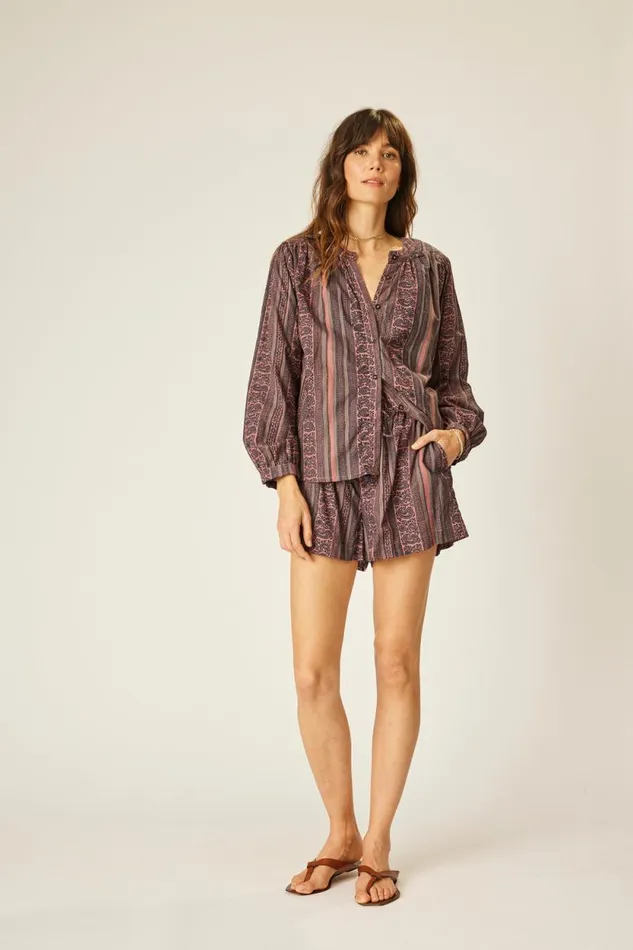 Women Natalie Martin Tops Tolan Shirt Paisley Stripe Heather