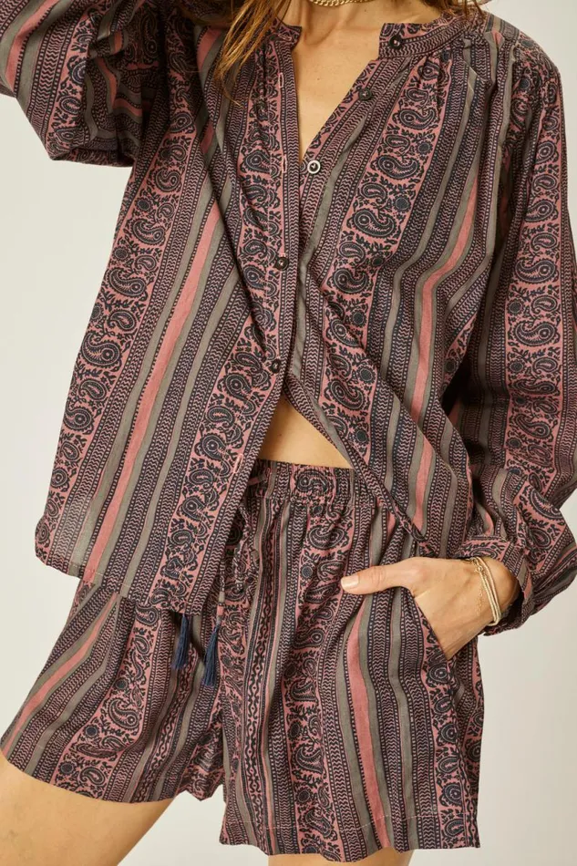 Women Natalie Martin Tops Tolan Shirt Paisley Stripe Heather
