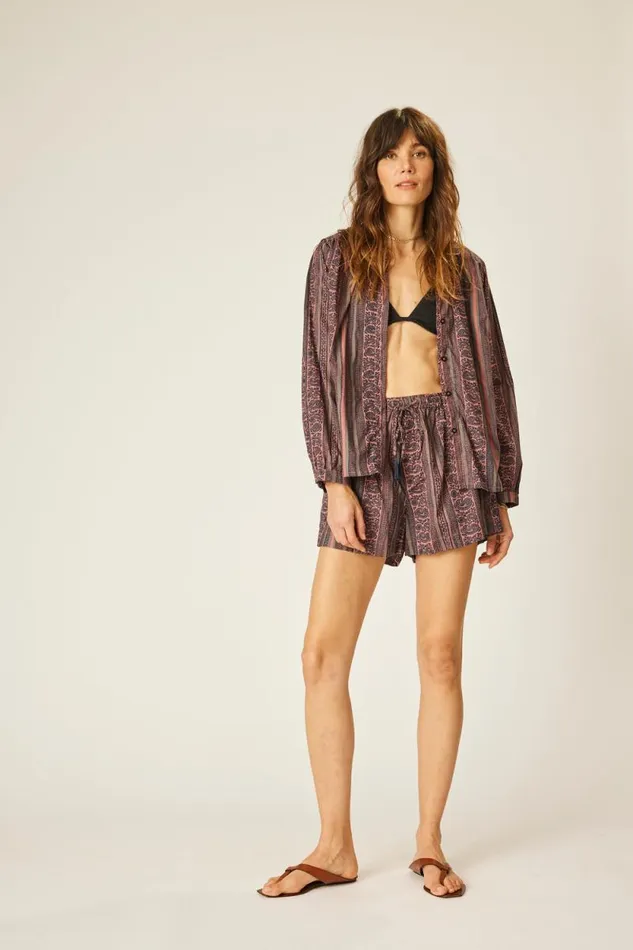 Women Natalie Martin Tops Tolan Shirt Paisley Stripe Heather