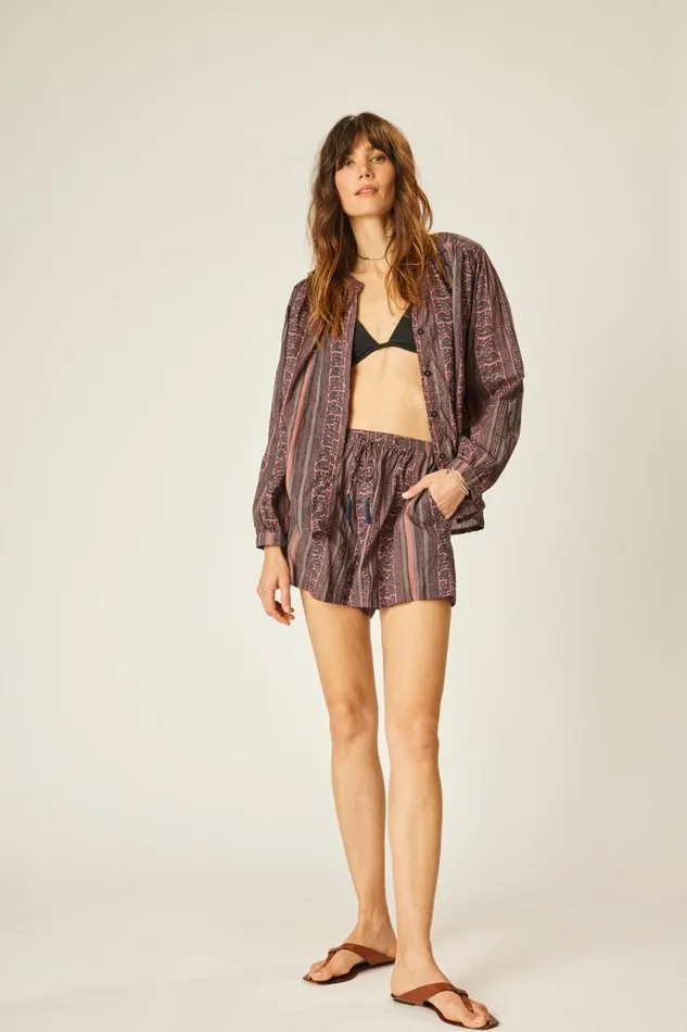 Women Natalie Martin Tops Tolan Shirt Paisley Stripe Heather