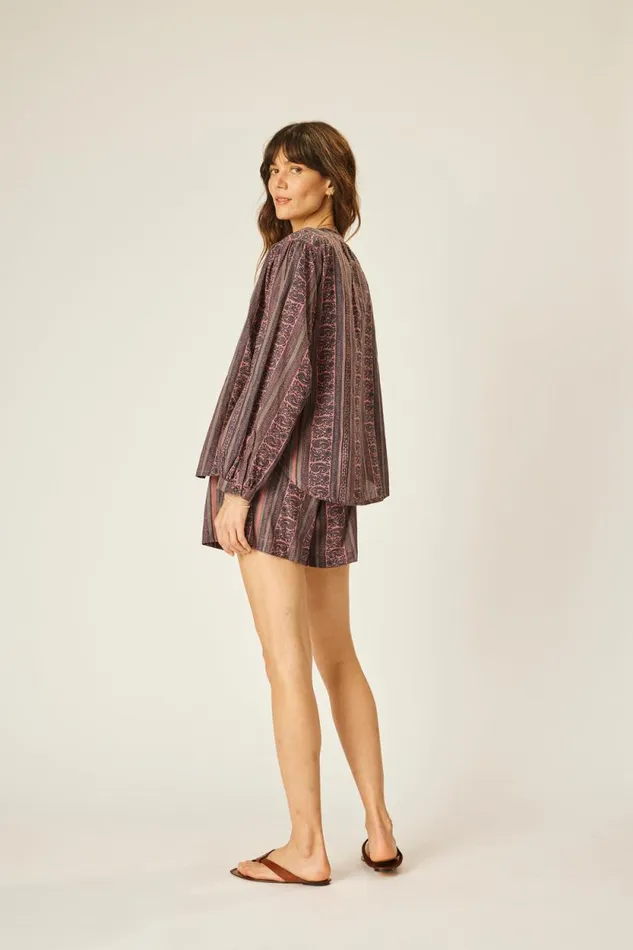 Women Natalie Martin Tops Tolan Shirt Paisley Stripe Heather