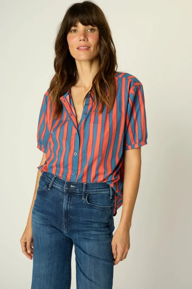 Women Natalie Martin Tops Violet Top Batik Stripe Blood Orage