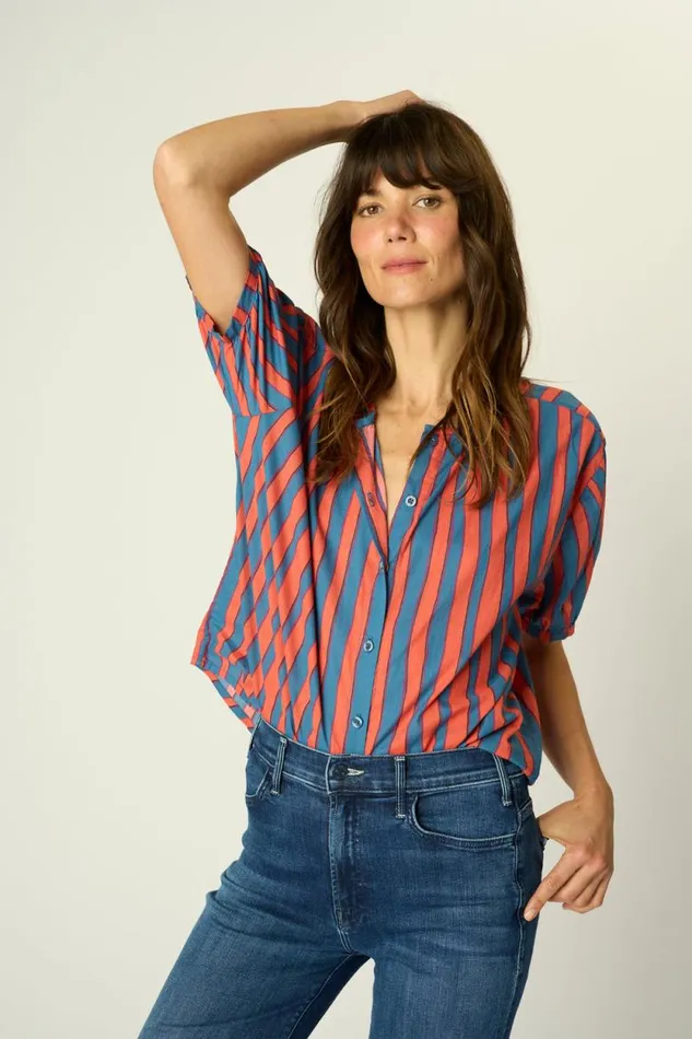 Women Natalie Martin Tops Violet Top Batik Stripe Blood Orage