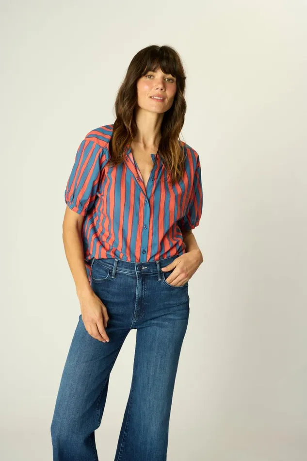 Women Natalie Martin Tops Violet Top Batik Stripe Blood Orage