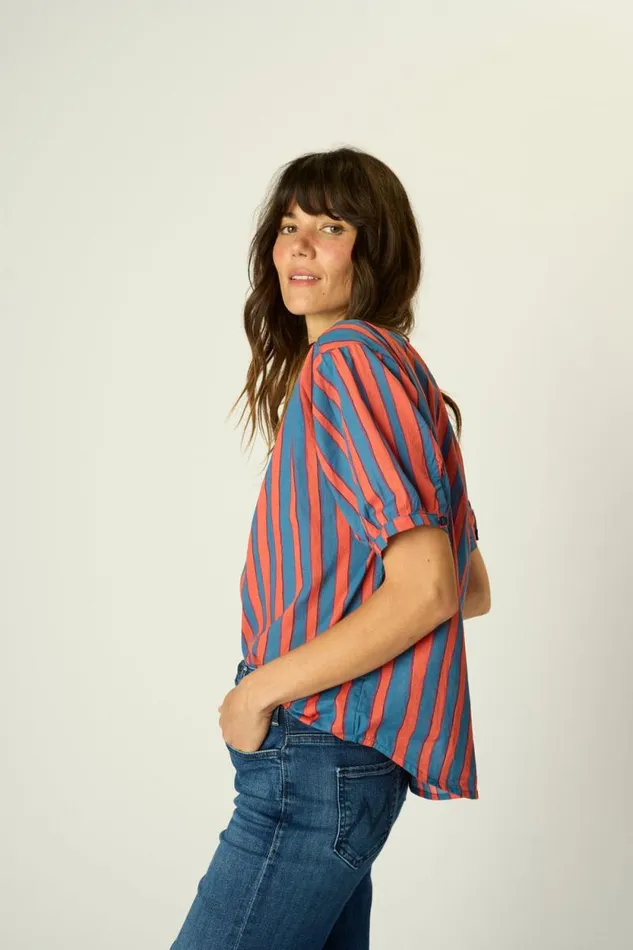 Women Natalie Martin Tops Violet Top Batik Stripe Blood Orage