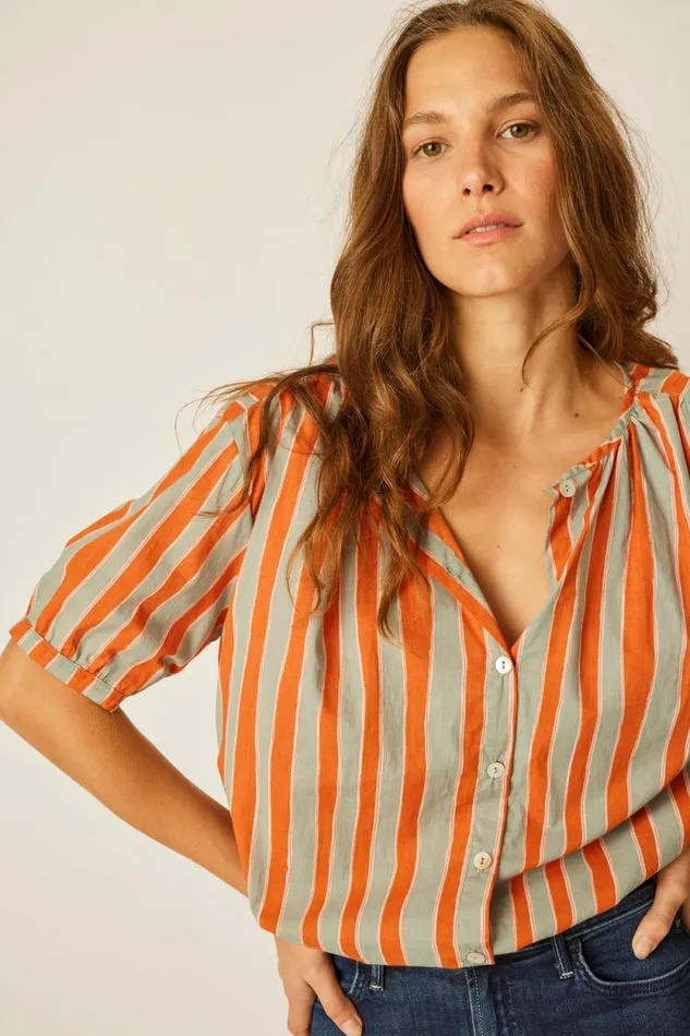 Women Natalie Martin Tops Violet Top Batik Stripe Sage