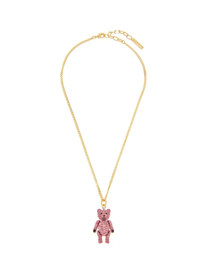 Women Necklaces Oscar De La Renta Baby Bear Crystal Chain Choker Fuchsia