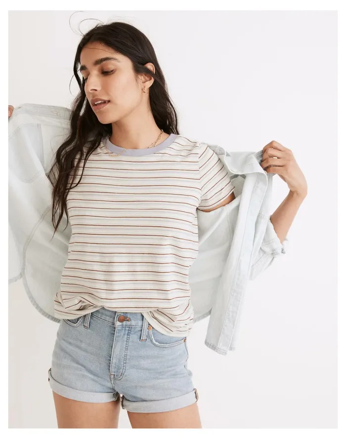 Women Northside Vintage Tee In Quinwood Stripe Ashen Sage Madewell Tees