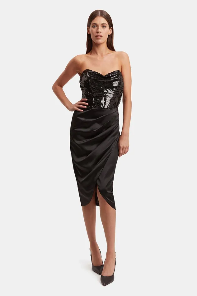 Women Occasion Dresses Bardot Jamila Sequin Corset Dress In Black Black