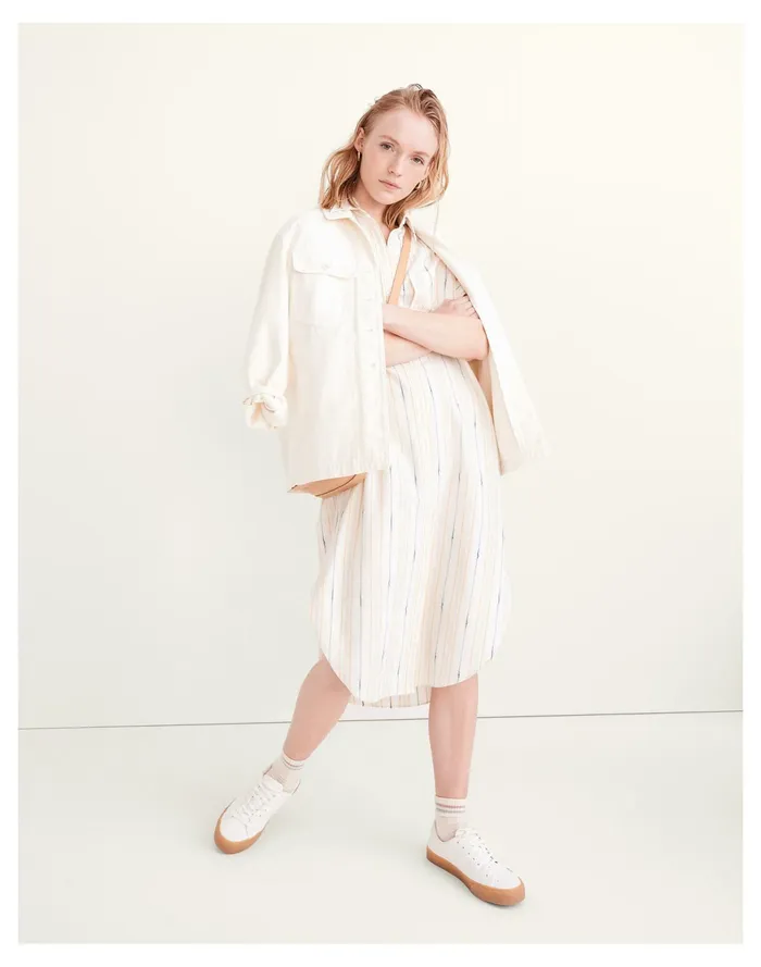 Women Oversized Midi Shirtdress In Ikat Stripe Wythe Stripe Mystic Yellow Madewell Dresses Women Oversized Midi Shirtdress In Ikat Stripe Wythe Stripe Mystic Yellow Madewell Dresses