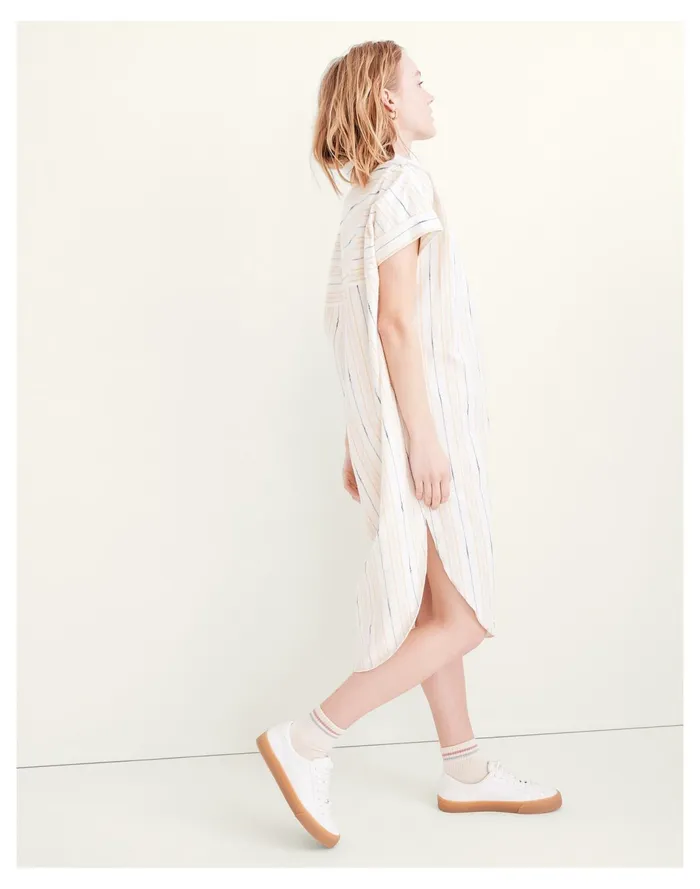 Women Oversized Midi Shirtdress In Ikat Stripe Wythe Stripe Mystic Yellow Madewell Dresses Women Oversized Midi Shirtdress In Ikat Stripe Wythe Stripe Mystic Yellow Madewell Dresses