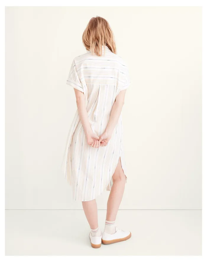 Women Oversized Midi Shirtdress In Ikat Stripe Wythe Stripe Mystic Yellow Madewell Dresses Women Oversized Midi Shirtdress In Ikat Stripe Wythe Stripe Mystic Yellow Madewell Dresses