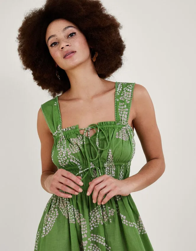 Women Palm Spot Print Midi Sundress In Sustainable Cotton Green Monsoon Dresses