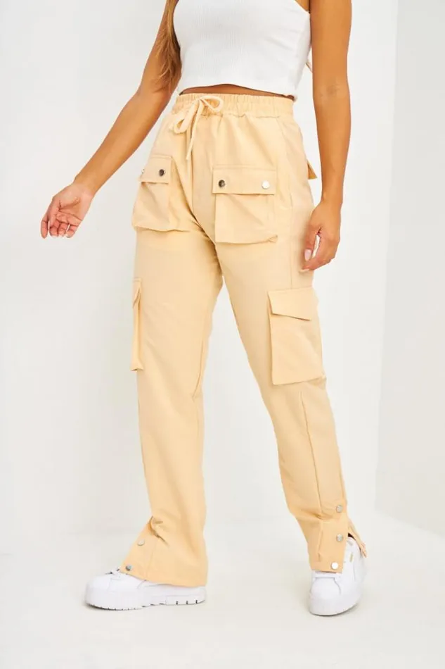 Women Pantalon Cargo Poches Plaques Beige Beige Brentiny Paris Pants